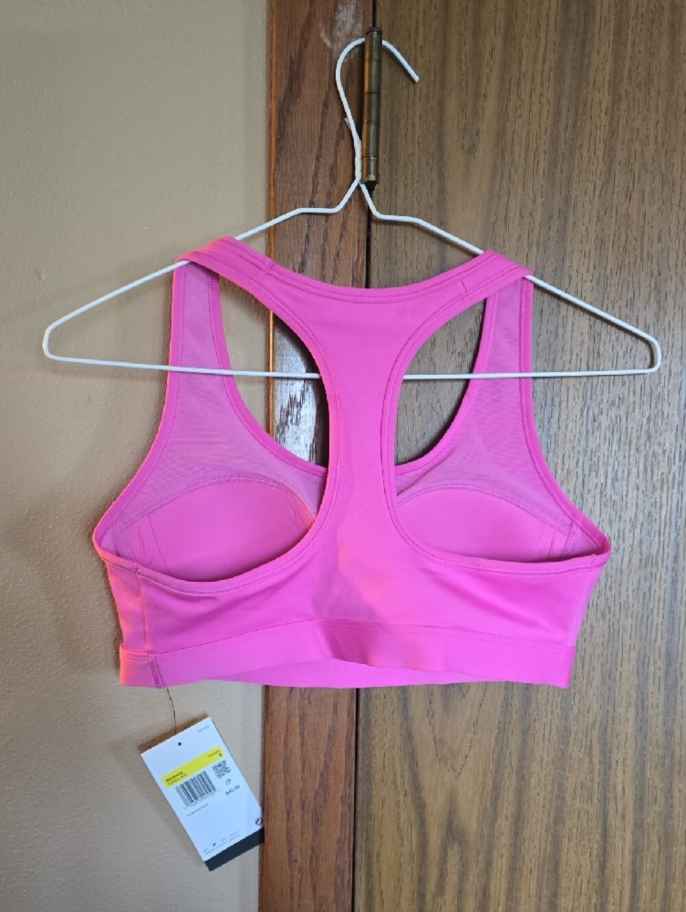 Nike Pink Racerback Sports Bra with White Swoosh - Picture 3 of 3